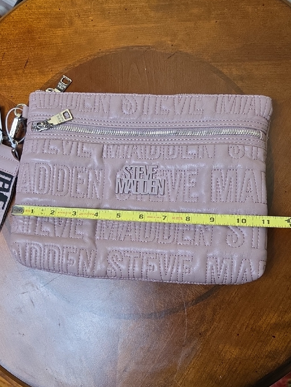 STEVE MADDEN NWT Mauve Clutch Purse Wristlet Bmalina Stitched With Gold Hardware - Picture 12 of 13